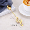 Asipartan 4Pcs/Set Musical Note Shaped Coffee Spoon Coffee Stirring Scoop Stainless Steel Milk Tea Drink Cafe Scoop