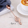 Asipartan 4Pcs/Set Musical Note Shaped Coffee Spoon Coffee Stirring Scoop Stainless Steel Milk Tea Drink Cafe Scoop