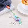 Asipartan 4Pcs/Set Musical Note Shaped Coffee Spoon Coffee Stirring Scoop Stainless Steel Milk Tea Drink Cafe Scoop