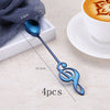 Asipartan 4Pcs/Set Musical Note Shaped Coffee Spoon Coffee Stirring Scoop Stainless Steel Milk Tea Drink Cafe Scoop