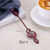 Asipartan 4Pcs/Set Musical Note Shaped Coffee Spoon Coffee Stirring Scoop Stainless Steel Milk Tea Drink Cafe Scoop