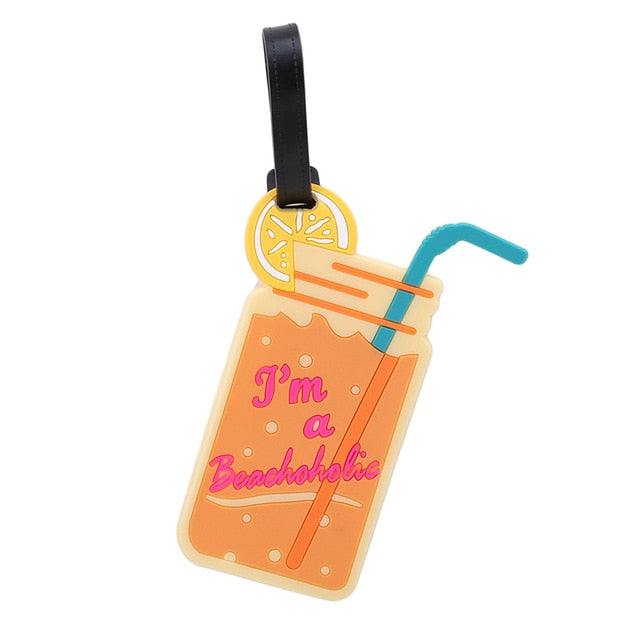 Kawaii Food Shape Suitcase Luggage Tag Cartoon ID Address Holder Silicone Baggage Label  Portable Label Travel Accessories