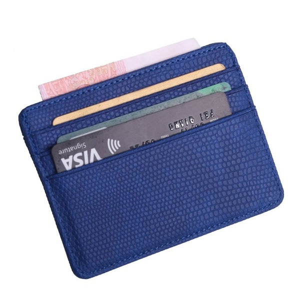 TRASSORY Small Mini Travel Lizard Pattern Leather Bank Business Id Card Holder Wallet Case With Id Window