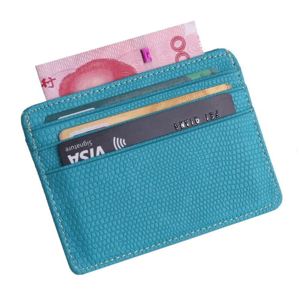 TRASSORY Small Mini Travel Lizard Pattern Leather Bank Business Id Card Holder Wallet Case With Id Window