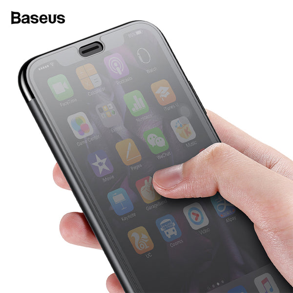 Baseus Luxury Filp Case For iPhone XS Max XR X S R Xsmax Coque Tempered Glass Full Protective Back Cover For iPhonexs Max