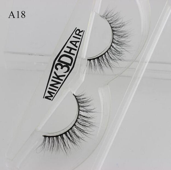 3D Mink Lashes Natural Hand Made Full Strip Lashes Transparent terrier Short Mink Lashes