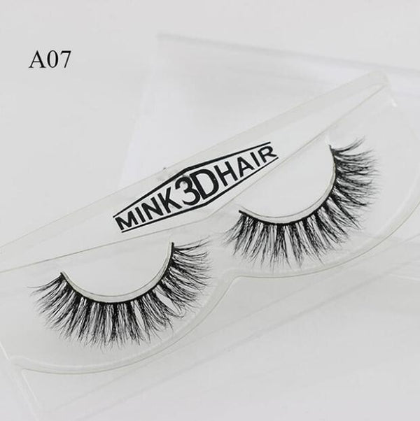 3D Mink Lashes Natural Hand Made Full Strip Lashes Transparent terrier Short Mink Lashes