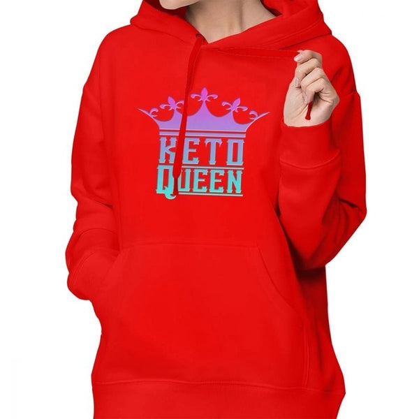 Low Carb Hoodie Keto Queen Crown Graphic Ketosis Diet Success Hoodies Blue Sexy Hoodies Women Graphic Pullover Hoodie