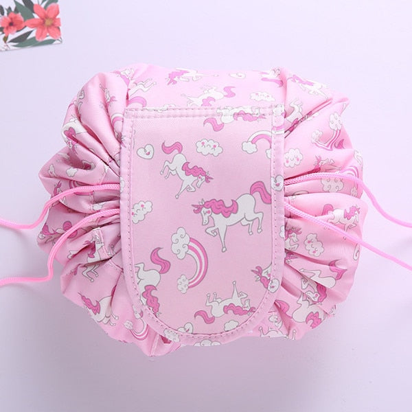 Women Travel Magic Pouch Drawstring Cosmetic Bag Organizer Lazy Flamingo Make up Cases Beauty Toiletry Kit Tools Wash Storage