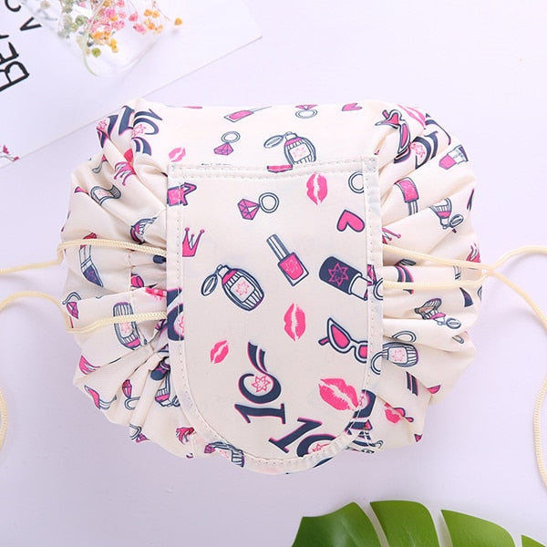 Women Travel Magic Pouch Drawstring Cosmetic Bag Organizer Lazy Flamingo Make up Cases Beauty Toiletry Kit Tools Wash Storage