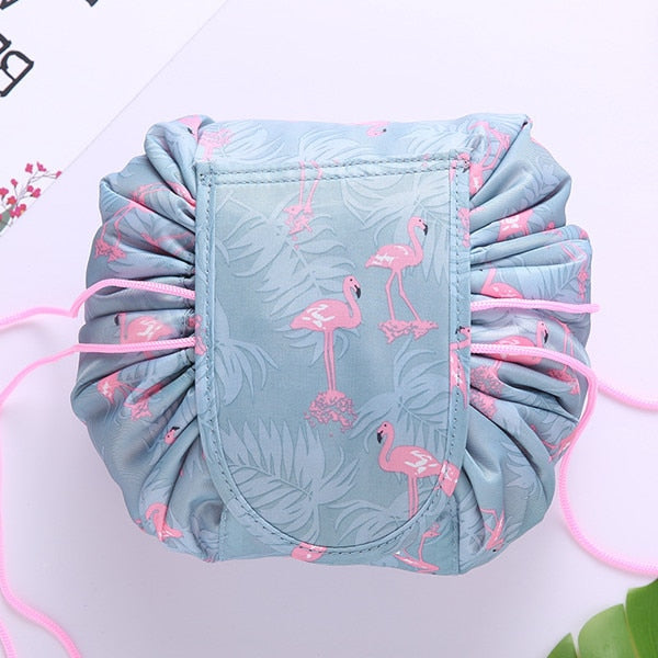 Women Travel Magic Pouch Drawstring Cosmetic Bag Organizer Lazy Flamingo Make up Cases Beauty Toiletry Kit Tools Wash Storage