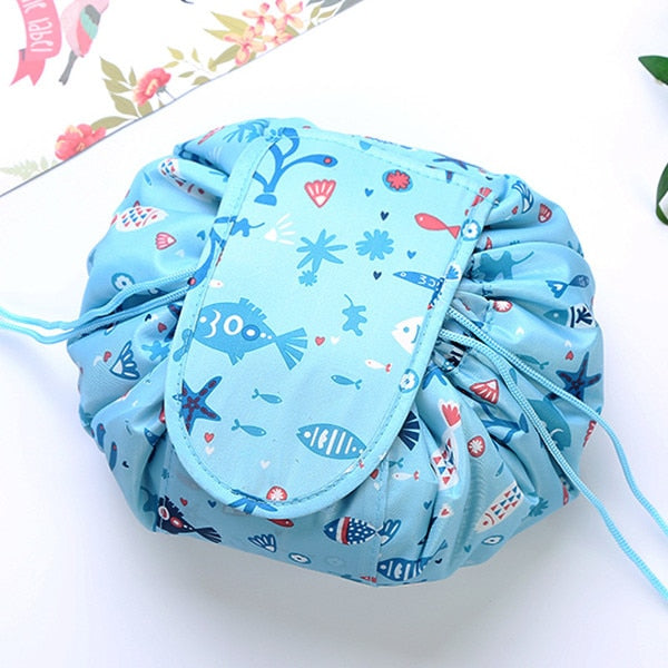 Women Travel Magic Pouch Drawstring Cosmetic Bag Organizer Lazy Flamingo Make up Cases Beauty Toiletry Kit Tools Wash Storage