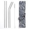 Reusable Metal Drinking Straws 304 Stainless Steel Sturdy Bent Straight Straw with Cleaning Brush and Bag