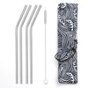 Reusable Metal Drinking Straws 304 Stainless Steel Sturdy Bent Straight Straw with Cleaning Brush and Bag