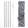 Reusable Metal Drinking Straws 304 Stainless Steel Sturdy Bent Straight Straw with Cleaning Brush and Bag