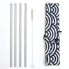 Reusable Metal Drinking Straws 304 Stainless Steel Sturdy Bent Straight Straw with Cleaning Brush and Bag