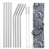 Reusable Metal Drinking Straws 304 Stainless Steel Sturdy Bent Straight Straw with Cleaning Brush and Bag