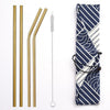 Reusable Metal Drinking Straws 304 Stainless Steel Sturdy Bent Straight Straw with Cleaning Brush and Bag