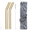 Reusable Metal Drinking Straws 304 Stainless Steel Sturdy Bent Straight Straw with Cleaning Brush and Bag