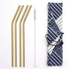 Reusable Metal Drinking Straws 304 Stainless Steel Sturdy Bent Straight Straw with Cleaning Brush and Bag