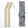 Reusable Metal Drinking Straws 304 Stainless Steel Sturdy Bent Straight Straw with Cleaning Brush and Bag