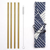 Reusable Metal Drinking Straws 304 Stainless Steel Sturdy Bent Straight Straw with Cleaning Brush and Bag