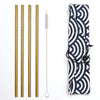 Reusable Metal Drinking Straws 304 Stainless Steel Sturdy Bent Straight Straw with Cleaning Brush and Bag