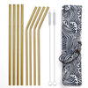 Reusable Metal Drinking Straws 304 Stainless Steel Sturdy Bent Straight Straw with Cleaning Brush and Bag