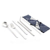 Dinnerware Set Travel Camping Cutlery Set Reusable Silverware with Metal Straw Spoon Fork Chopsticks and Portable Case
