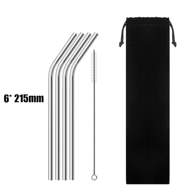 UPORS 4/8Pcs Reusable Drinking Straw High Quality 304 Stainless Steel Metal Straw with Cleaner Brush For Mugs 20/30oz